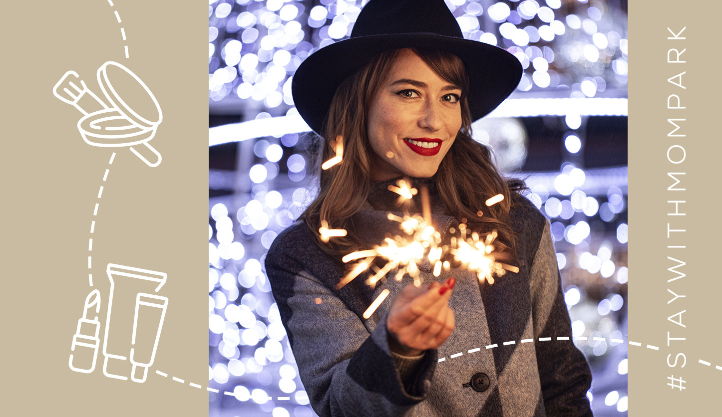 Glittering makeup vs. winter grayness
